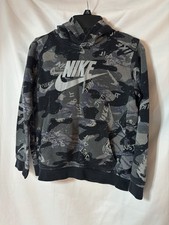 Nike Sportswear Club Fleece Printed Pullover Hoodie Black/Gray Youth Size M