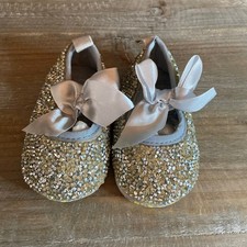 Baby Girl Silver Rhinestone Dress Shoes Mary Janes Ballet Flats Bow