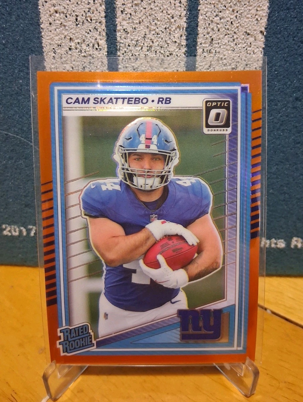2025 Donruss Optic Cam Skattebo #228 Rated Rookie Orange Prizm /299 GIANTS