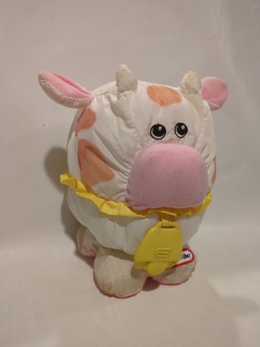 Little Tikes Soft Cow Stuffed Animal Nylon Plush Vintage 1993 White Yellow Pink - Picture 4 of 8