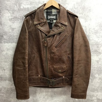 Mens Schott Schott Double Riders Jacket Leather Cowhide Lined Check 626 7216 Mad