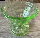 Vintage Uranium Green Depression Sherbet Block Optic Bowl Anchor Hocking 3"