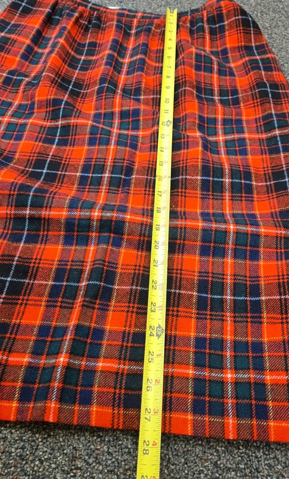 ¡Falda de Tartán de Lana a Cuadros Roja Pendleton Años 50/60 Botones Laterales y Bolsillos! Talla 12 Foto 4 de 4