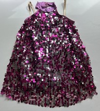Weissman Purple Shiny Large Sequin Dance Costume Sz LC Tunic Biketard