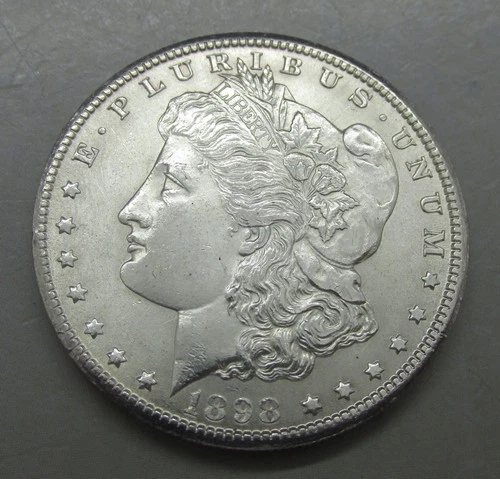 ANTIQUE VERY FINE SOLID 900 SILVER MORGAN DOLLAR 38mm  NEW ORLEANS MINT 1898