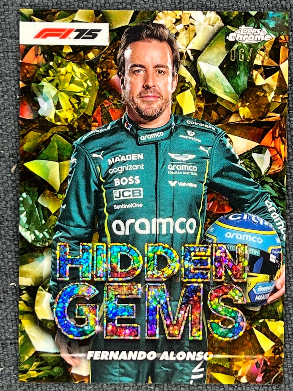 2025 Topps Chrome Formula 1 F1 Hidden Gems Gold #HG-6 Fernando Alonso 6/10 SSP
