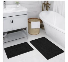 ITSOFT 2pc Non-Slip Shaggy Chenille Bathroom Mat Set (1545)