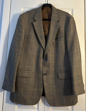 Vintage Lands End Mens Lambswool Houndstooth Suit Coat Jacket 90s Blazer 44R