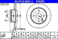 2X Ate 24.0110-0251.1 Bremsscheibe FüR Opel