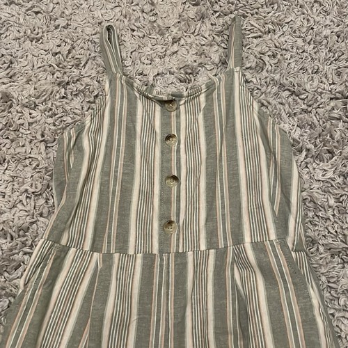 OshKosh Striped Buttoned Linen and Cotton Jumpsuit, Size 8 - Picture 3 of 7