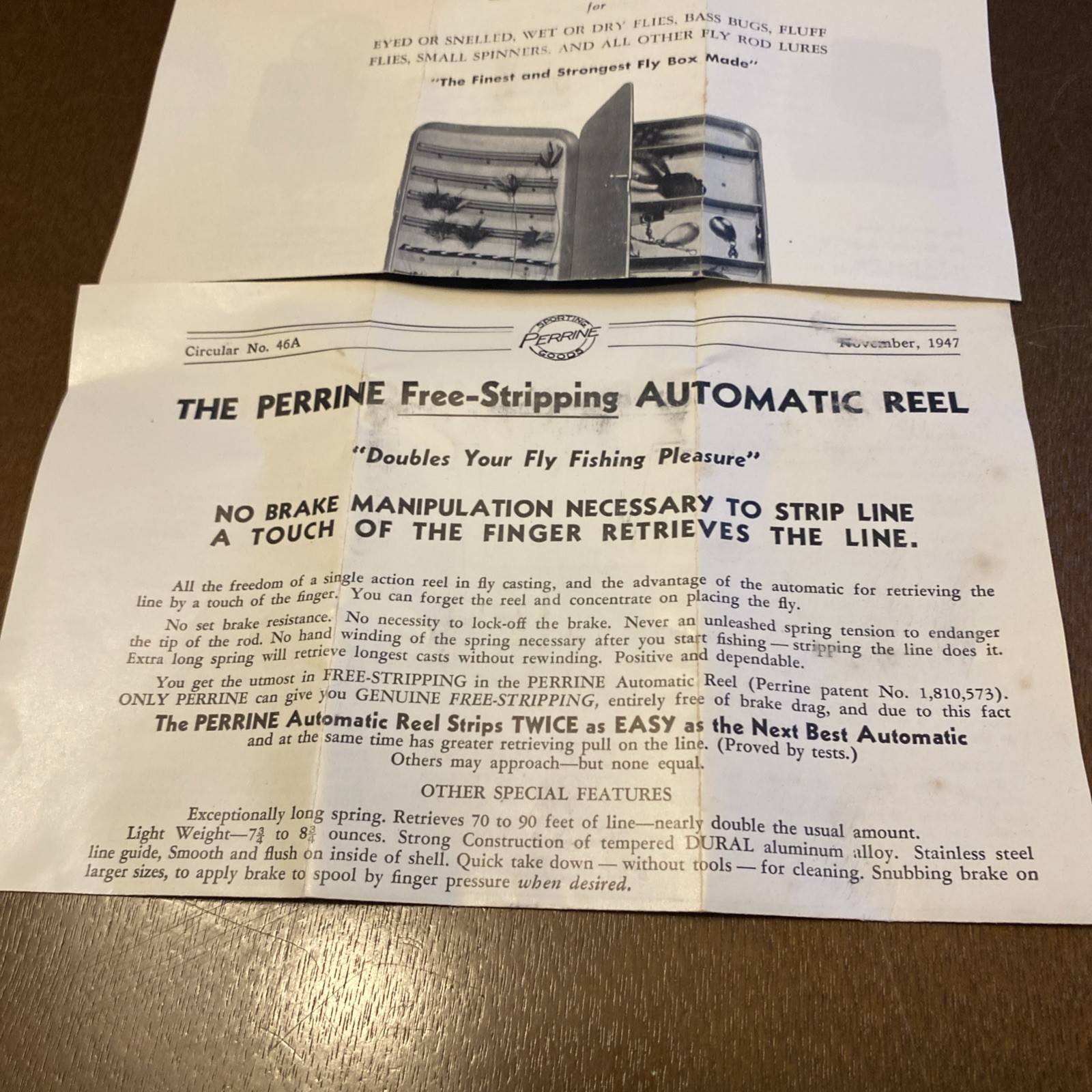 BOX ONLY VTG Perrine Mfg. Co. Free Stripping No. 80 Automatic Fly Fishing Reel