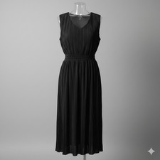 City Chic pleated black sleeveless "Marily Pleat" Midi dress in a size M/18 