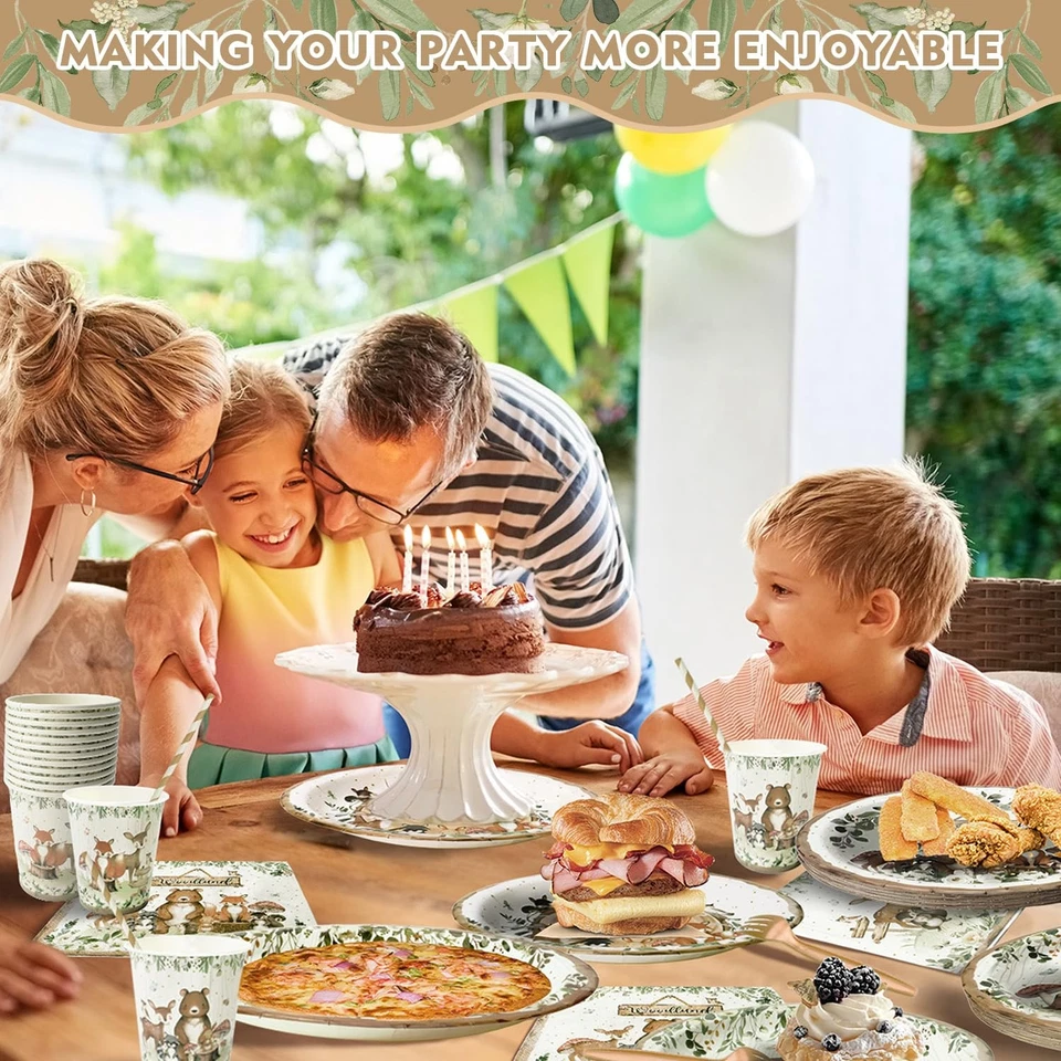 300 шт. принадлежностей для душа ребенка Woodland для 50 гостей — декор для вечеринки с животными в джунглях - Изображение 3 из 4