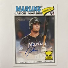 2026 Topps Heritage Jakob Marsee RC Real One On Card Auto Marlins Rookie Cup