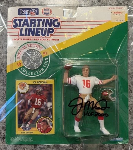 Joe Montana Autographed NFL 1991 Starting Lineup Action Figure “HOF 2000” Insc.