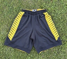 Eastbay Reversible Basketball Athletic Shorts Mens Medium Black Yellow Gold Mesh