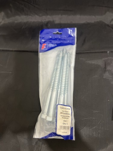 Coach Screws M16 X 200mm Quantity X 5 Hexagonal Head Wood Screw - (New Sealed)