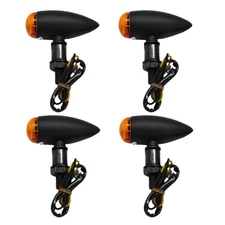 4X Motorcycle Turn Signal Lights Mini Bullet Blinker Amber Lens Indicator Lamps