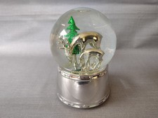 Silver Reindeer Musical Snow Globe Plays Dashing through the Snow
