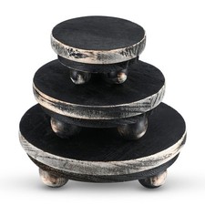 3 Pcs 5/4/3 Inch Mini Wooden Risers for Decor, Black