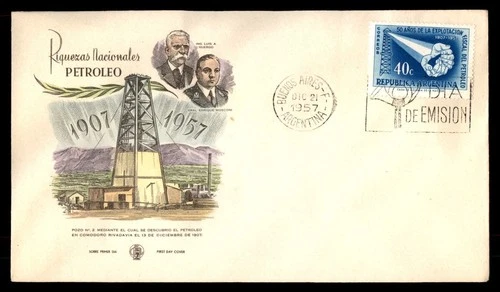 Mayfairstamps Argentina FDC 1957 Oil Well Hands First Day Cover aaw_83309