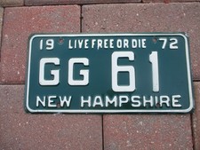 New Hampshire 1972 license plate   #  GG 61