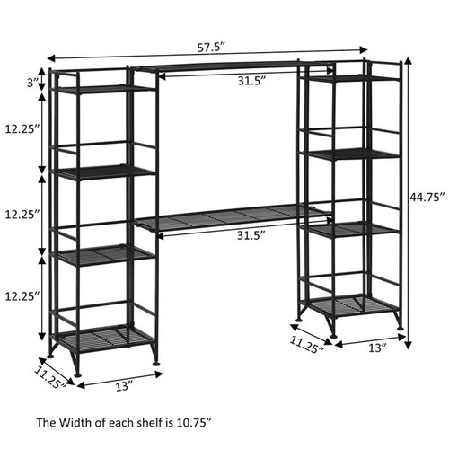 Xtra Storage Four-Tier Folding Black Metal Shelves with Two Extension Shelves - 第 11/12 張圖片