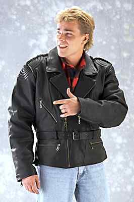 klassische Leder Motorrad Chopperjacke Classicjacke aus bestem Anilinleder HIT 