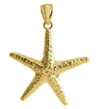New 14k Yellow Gold Starfish Pendant