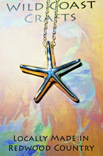 Sterling Silver 1 1/2 " Starfish Necklace with 16" Sterling Oval Link Chain