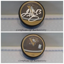 Jansen Harkins Autograph Signed Pittsburgh Penguins Puck COA Reverse Retro Puck