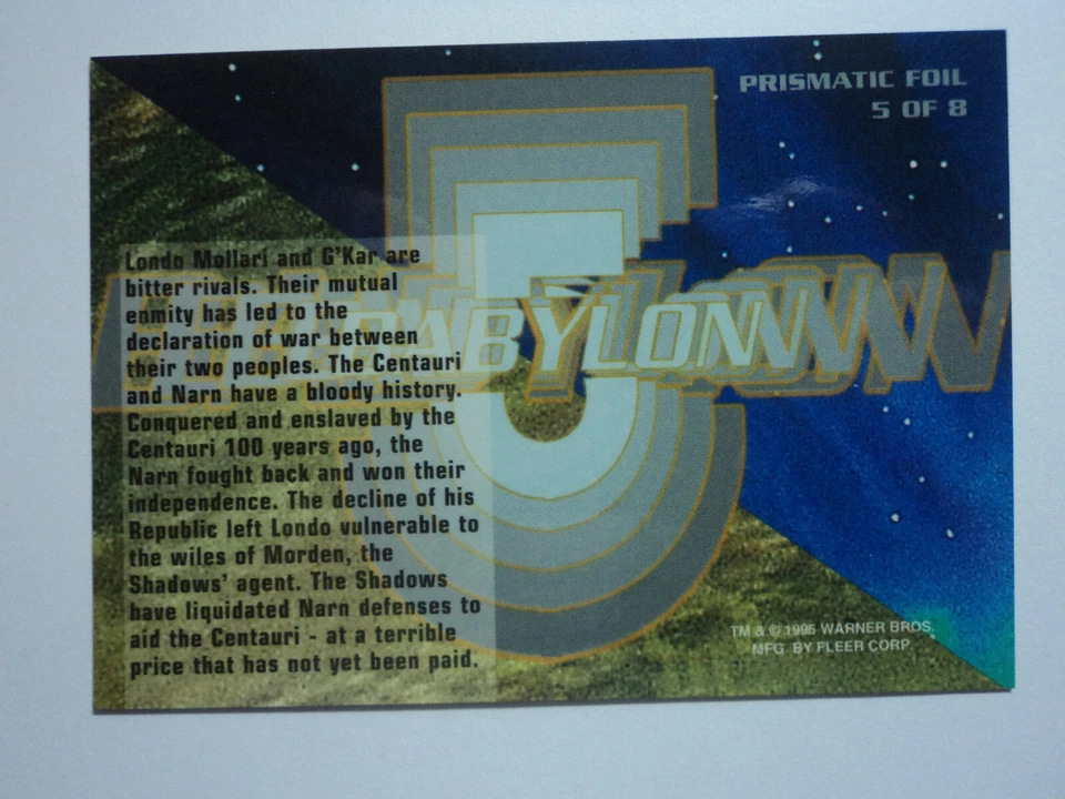 1995 FLEER ULTRA BABYLON 5 - PRISMATIC FOIL CARD - ( 5 OF 8 ) - G'KAR & LONDO - Image 2 of 4