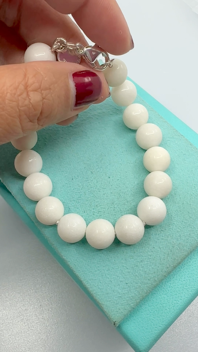 Tiffany & Co. 925 Silver Ziegfeld 10mm White Dolomite 7.5