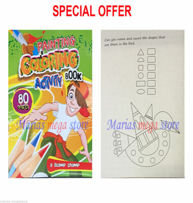 A4 ACTIVITY SUPER JUMBO PAINTING COLOURING BOOK LEARNING KIDS COLOUR PUZZLE