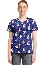 Tooniforms Cherokee Licensed V-Neck Print Top TF796 FRYT Chilly Tiles