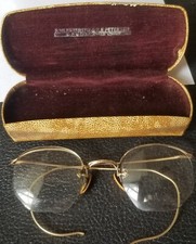 Antique 1/10 12k Gold Filled Filigree Eyeglasses With Case