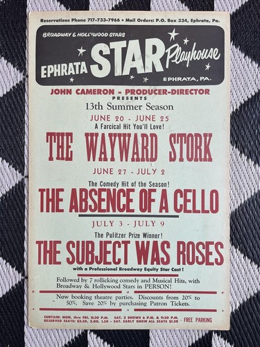Vintage Ephrata Star Spielhaus Theater PA Sommersaison Werbung Plakat Schild - Bild 1 von 8