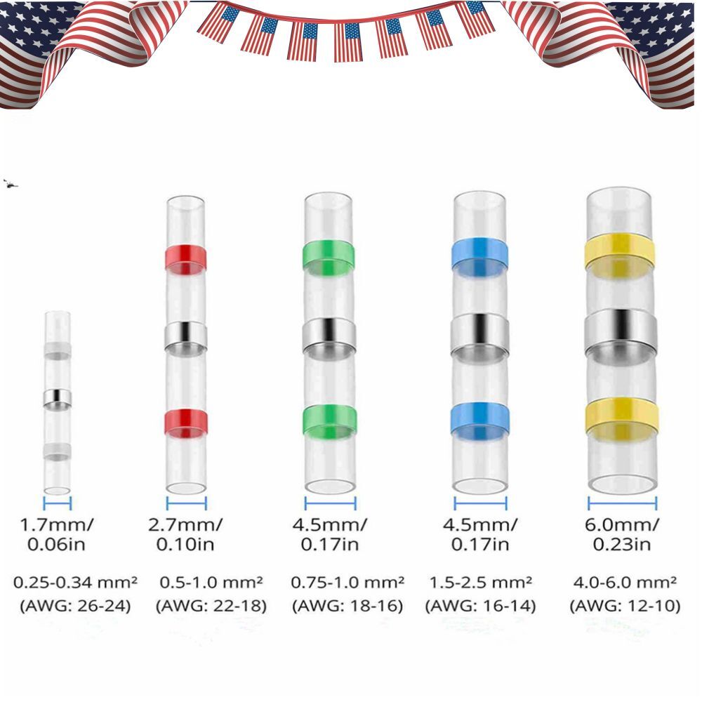 Solder Seal Sleeve Heat Shrink Butt Wire Connectors 50-200PCS USA Made