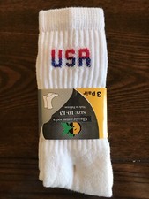 NWT 3 Pair Sz 10-13 USA Logo Classic Cotton Crew Sports SOCKS Unisex