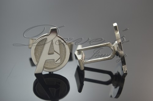 The Avengers Symbol Hand Made cufflinks Sterling Silver .925 - Picture 4 of 5