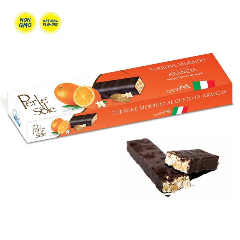 Torrone Morbido al gusto di Arancia - Fondente - Perle di Sole - 6 Pezzi