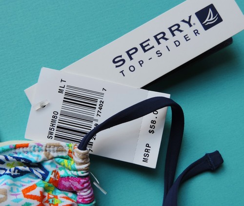 Juego de 2 piezas de bikini Sperry Topsider con motivo de ancla a rayas verde azul blanco L nuevo con etiquetas - Imagen 5 de 6