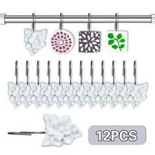 Plastic Shower Curtain Hooks Set of 12 Printing Shower Curtain Rings S-hooks