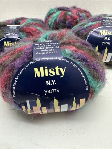 Misty N.Y. Yarns Color 2 Acrylic Mohair Wool Blend KNIT CROCHET Italy Lot of 4 - Picture 2 of 7