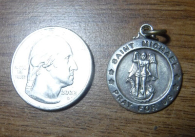St Michael Medal, Sterling Silver Catholic St Patrick's Cathedral Souvenir