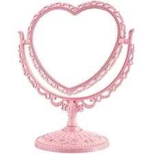 Jetec Heart Shaped Mirror Double Sided Dresser Vintage Pink 