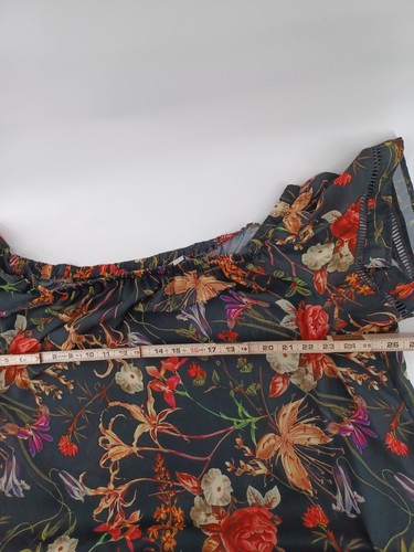 Belle Sky Blouse Womens 1X Multicolor Sheer Floral Roses Blouse Top Scoop Neck - Picture 7 of 7