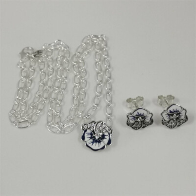 Pandora Schmuckset blau Stiefmütterchen #47 cm