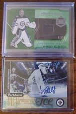 2018-19 Upper Deck Connor Hellebuyck /99 Piece of History & Parkhurst AUTO